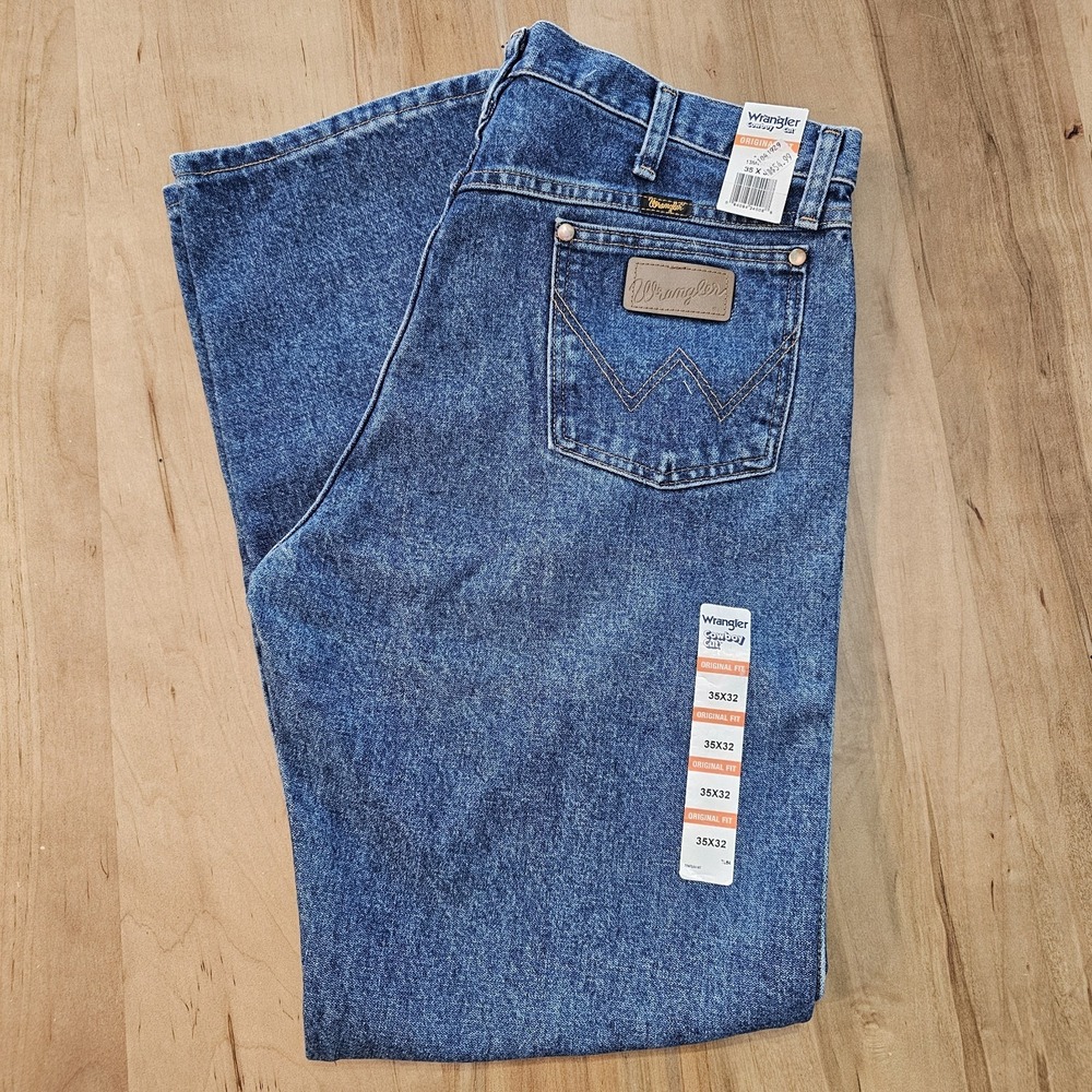 Wrangler Jeans Mens 35x32 Blue Cowboy Cut 13MWZ Original Fit Denim NEW